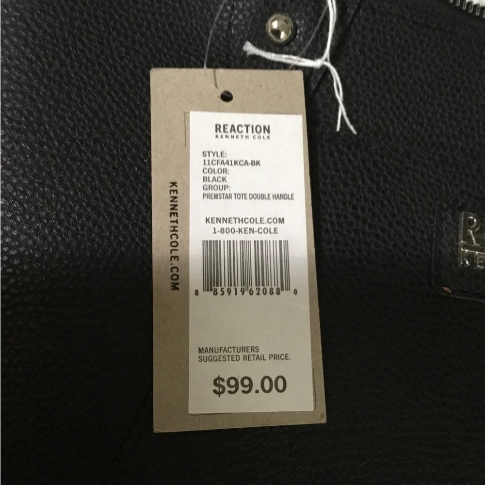 Kenneth Cole Reaction Premstar Double Handle Tote Black New with tags - Picture 2 of 12